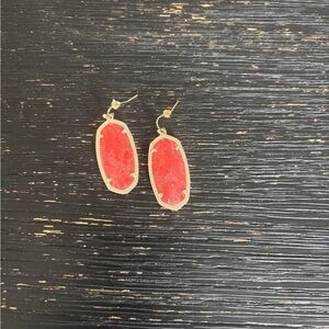 Kendra Scott Bronze Veined Red Stone Elle Drop Earrings